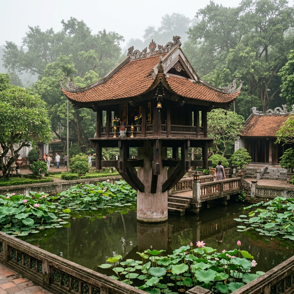 One Pillar Pagoda Close-up